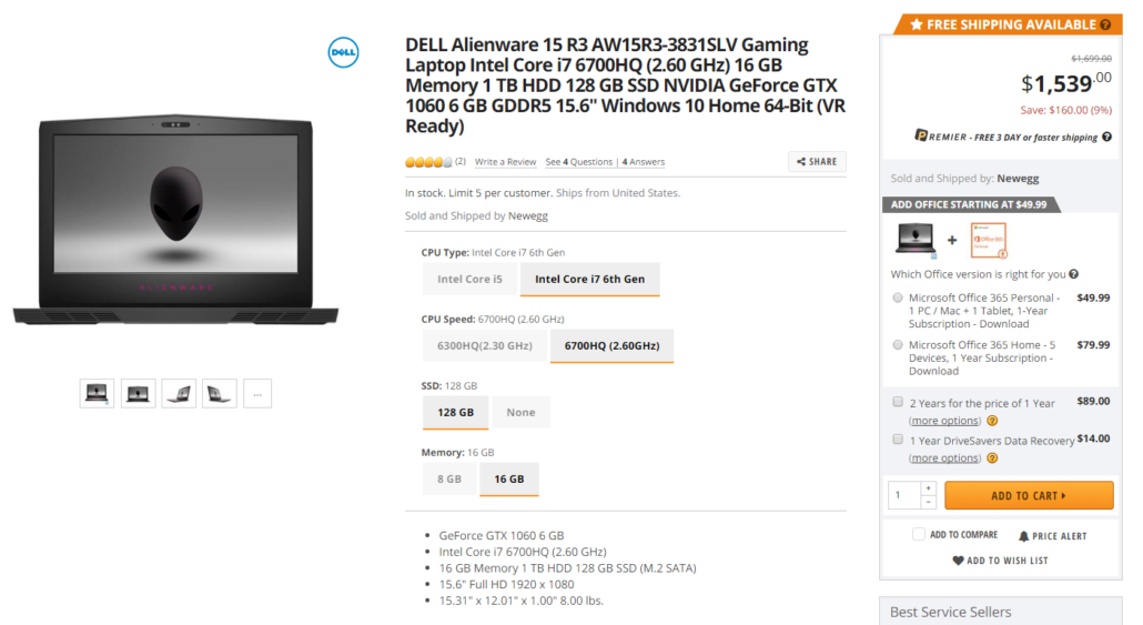 Two Alienware 15 R3 Gaming Laptops Are Available for a Discounted Price Tag