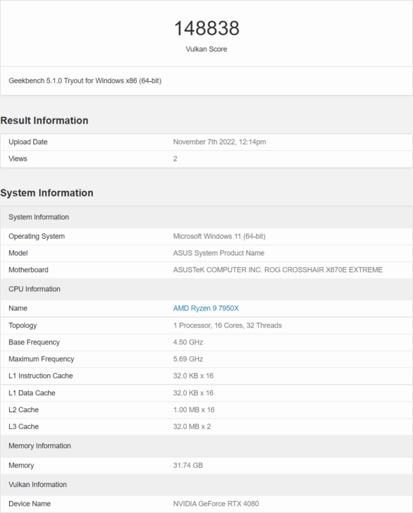 NVIDIA GeForce RTX 4080 Graphics Card Geekbench 5 Benchmark Leaks