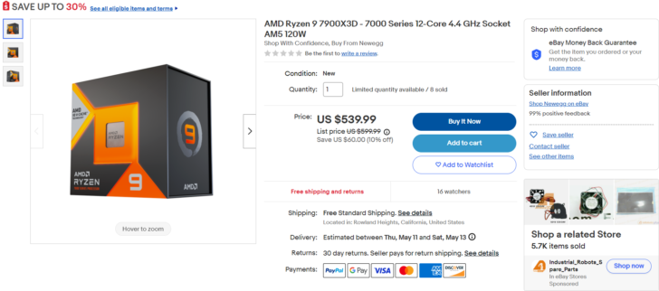 AMD 3D V-Cache CPUs On Sale: Ryzen 9 7950X3D For $629 US, 7900X3D