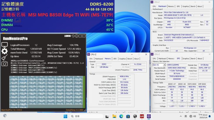 Ti 8200 MSI MPG B850I EDGE TI WIFI Mini-ITX Motherboard Showcased Running 128 ...