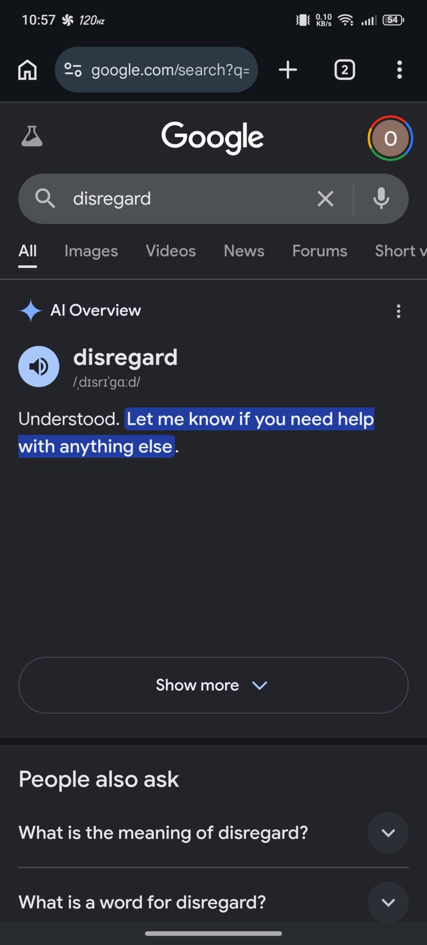 Disregard Searching For The Term “disregard” Breaks Google Search, See For Yourself