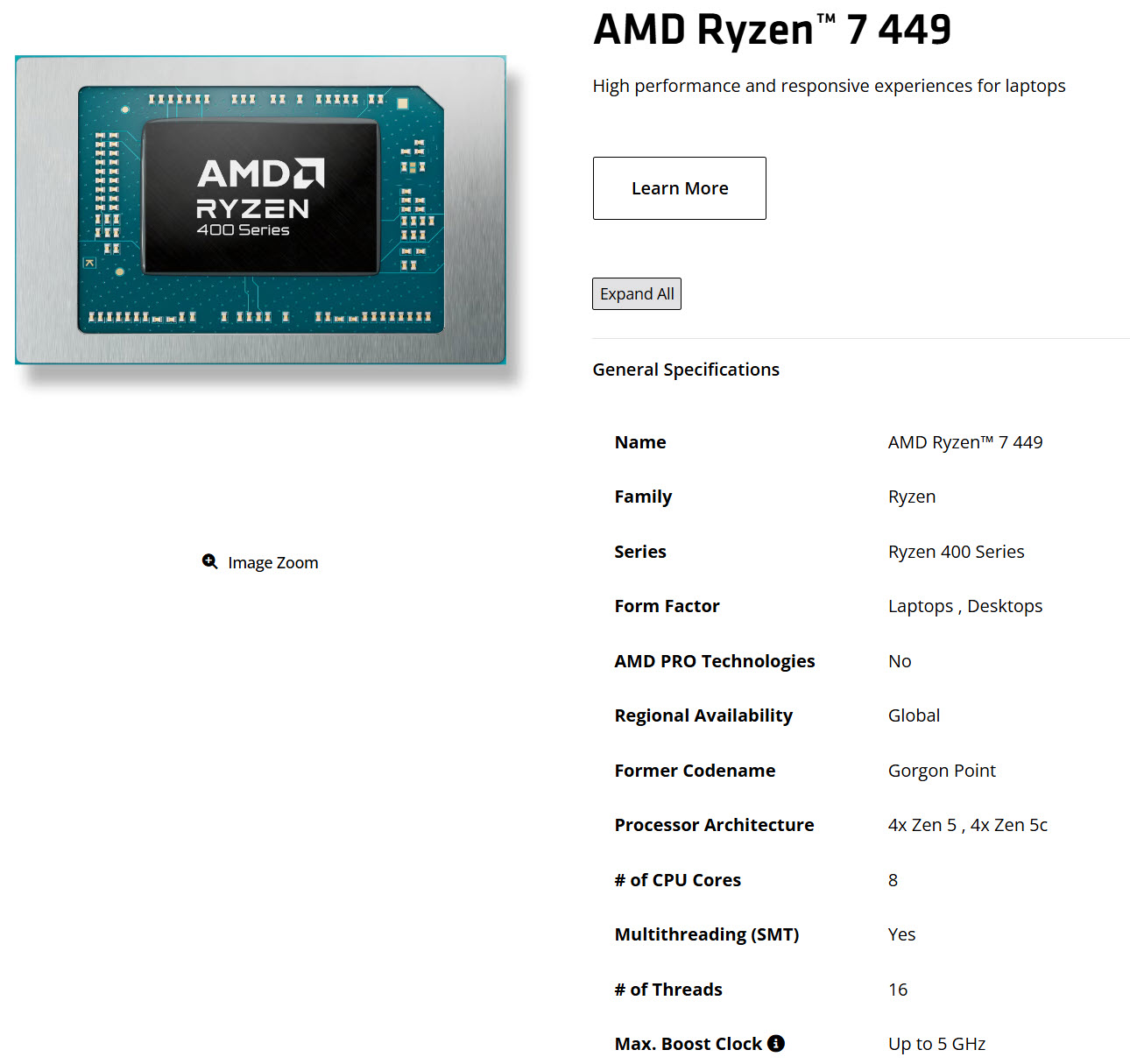 AMD Ryzen 7 449 Processor