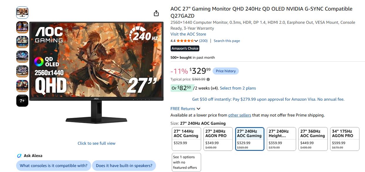 For Just $329, This OLED Gaming Monitor Reaches A Good 240 Hz, Making ...