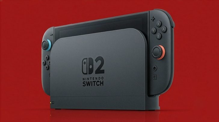 A Nintendo Switch console dock featuring the logo and text 'D2 NINTENDO SWITCH' is set against a solid red background.