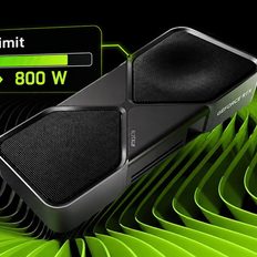 An NVIDIA GeForce RTX 3090 graphics card with a 'Power Limit' indicator showing an increase from 600 W to 800 W.