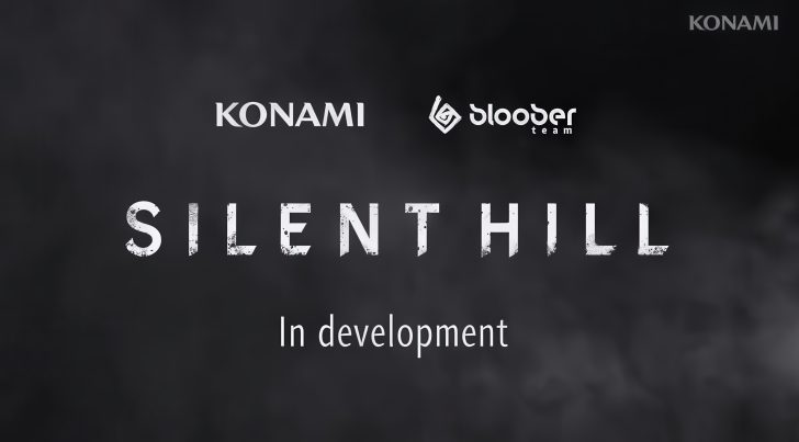 The image shows the logos of Konami and Bloober Team above the text Silent Hill remake with In development below on a dark background.